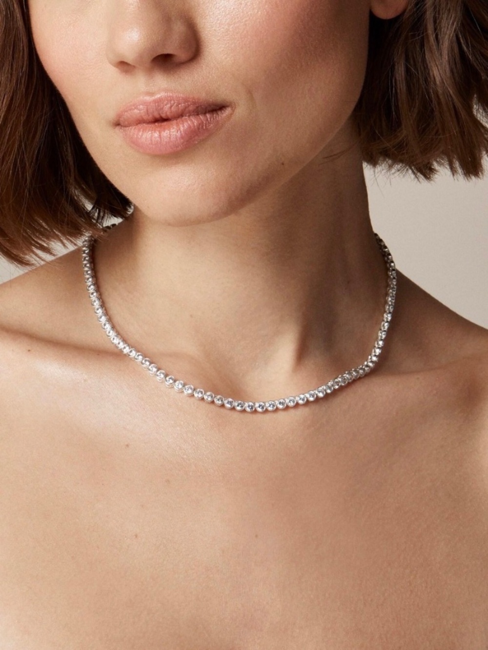 J.Crew Round Cubic Zirconia Bezel-Set Tennis Necklace